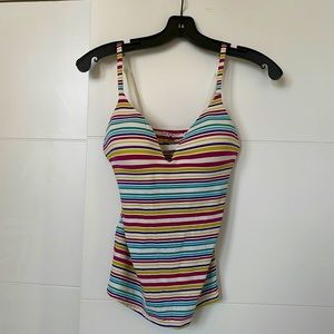 Striped Body By Victoria top with adjustable straps and built-in bra.